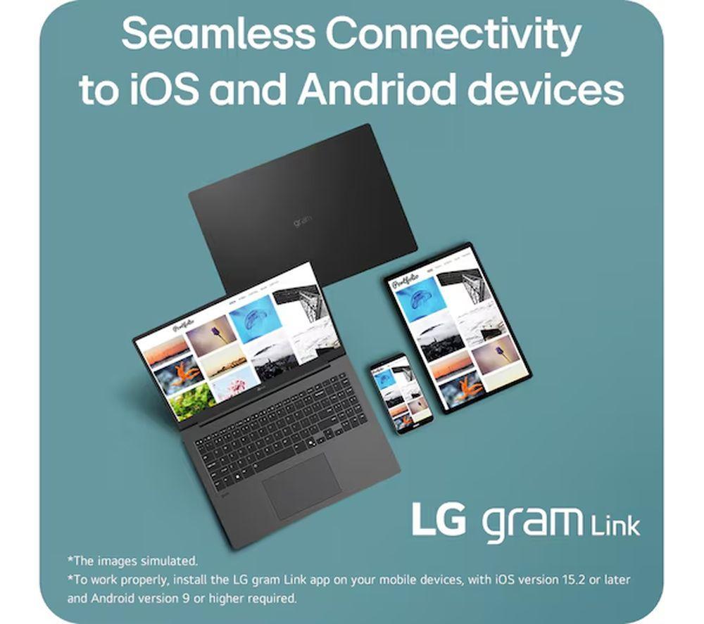 LG gram 17 17" Laptop, Copilot+ PC - Intel&reg; Core&trade; Ultra 7, 1 TB SSD, Obsidian Black image number 2 of 4