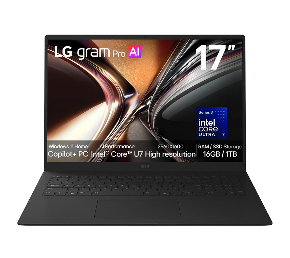 LG gram 17 17" Laptop, Copilot+ PC - Intel® Core™ Ultra 7, 1 TB SSD, Obsidian Black