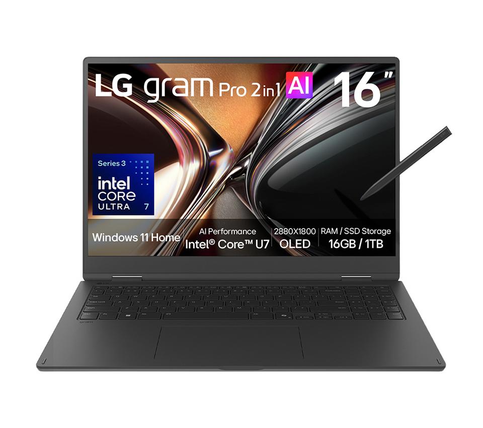 LG Gram 16 Pro 16" Laptop, Copilot+ PC - Intel® Core™ X7, 512 GB SSD, Black