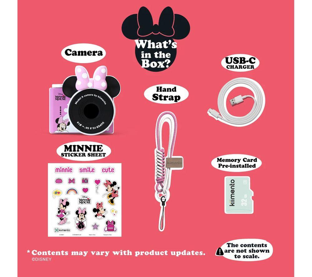 KIIMENTO Disney Minnie Mouse Mini Digital Camera - Pink, Black & White image number 10 of 11