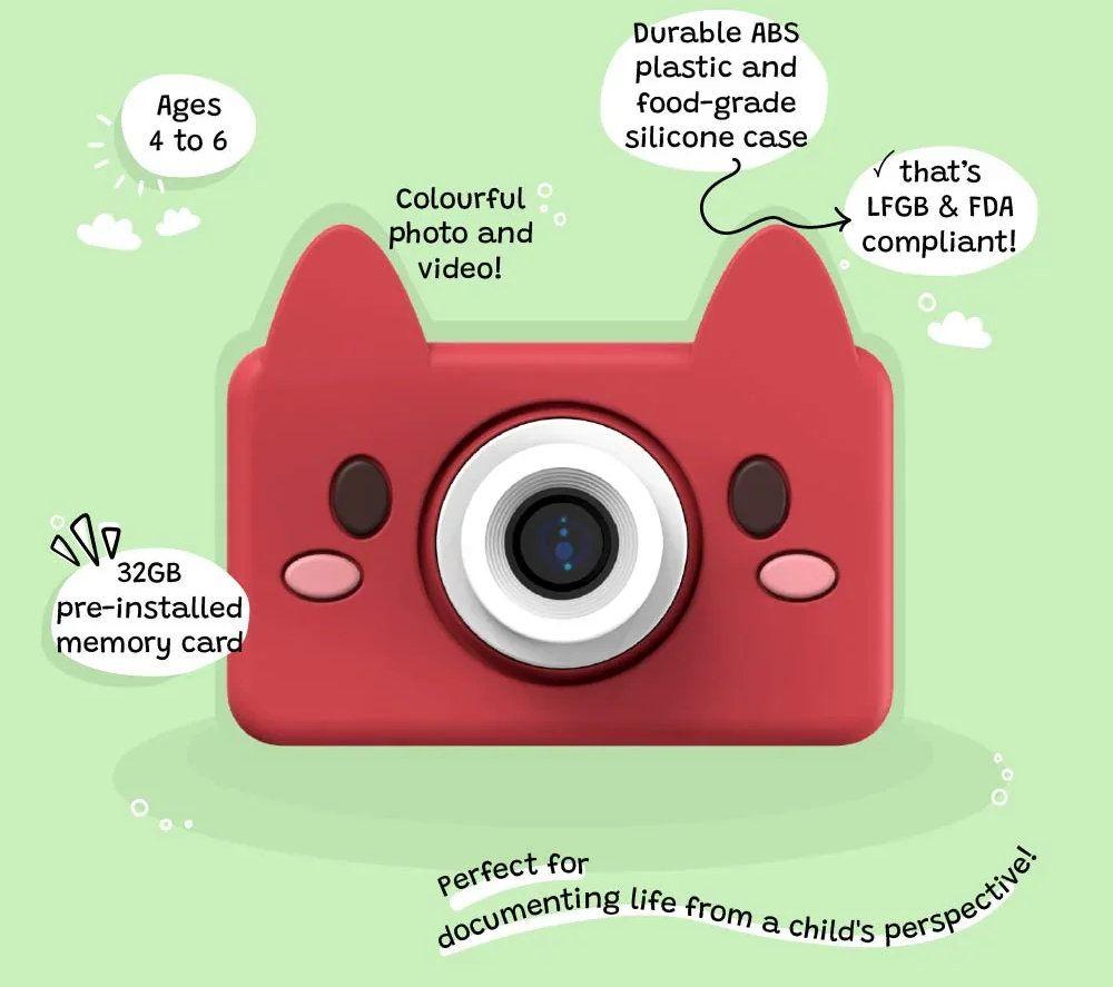 KIIMENTO Akito the Fox Kids' Digital Camera - Red & White image number 5 of 9