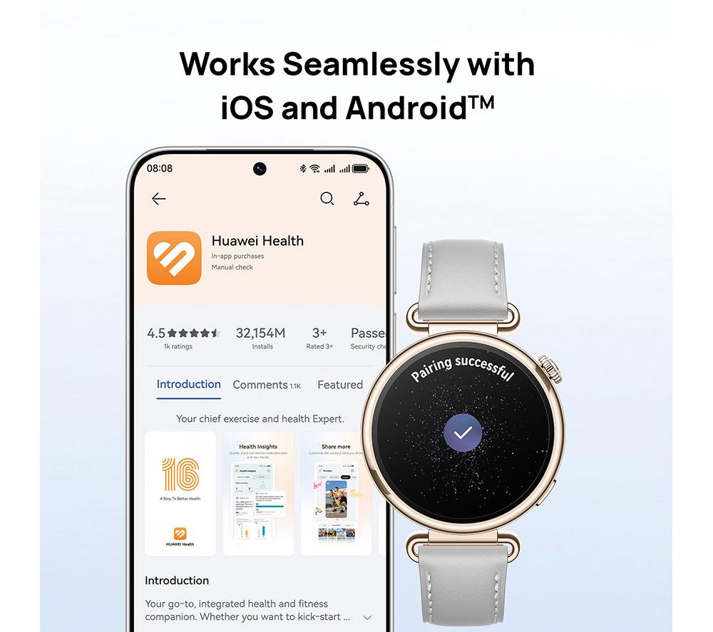HUAWEI Watch GT 7 - Gold with Grey Composite Leather Strap, 41 mm image number 12 of 12