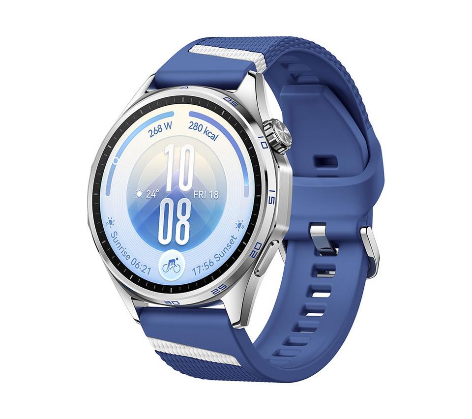 HUAWEI Watch GT 7 - Silver with Blue Fluoroelastomer Strap, 46 mm