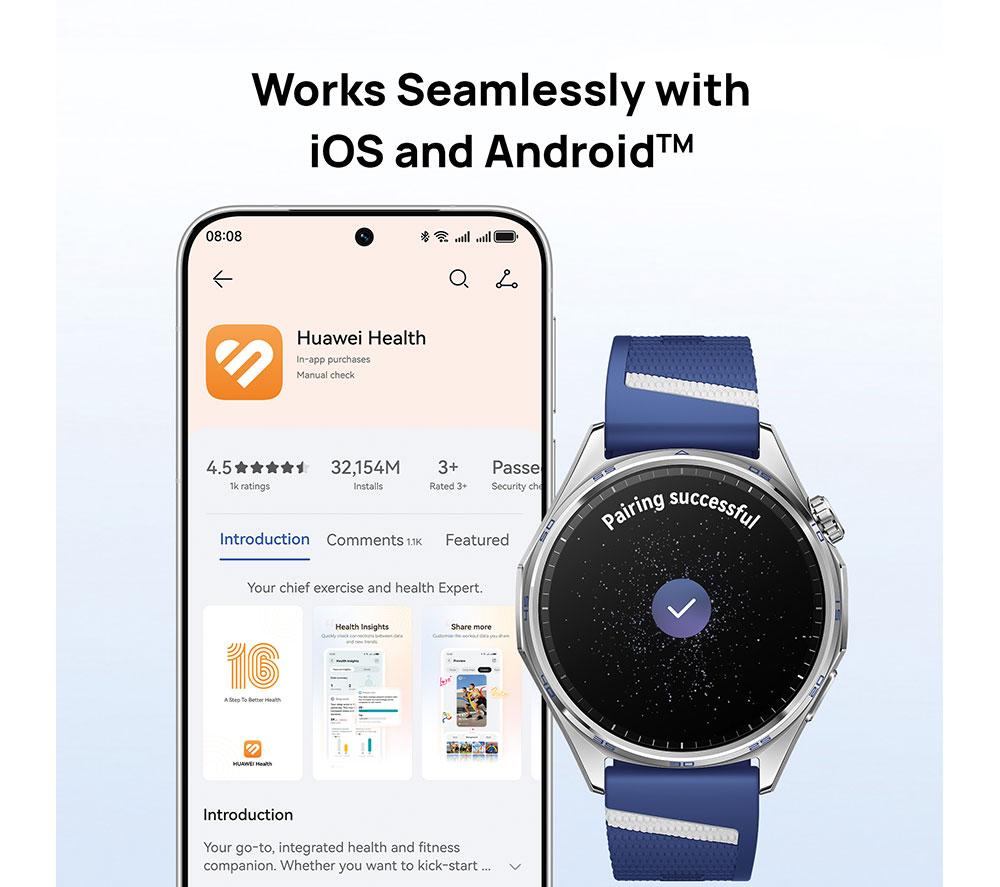 HUAWEI Watch GT 7 - Silver with Blue Fluoroelastomer Strap, 46 mm image number 12 of 12