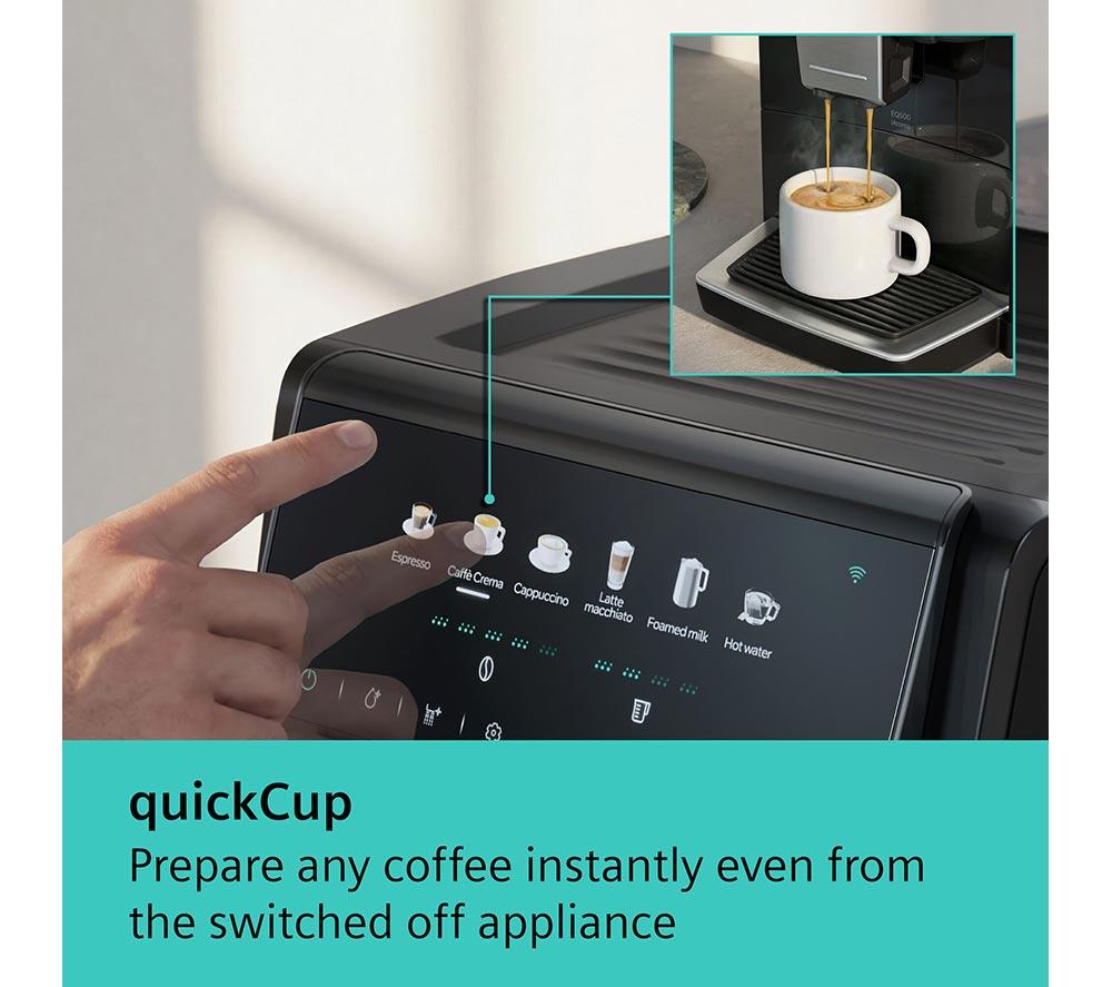 SIEMENS (SIE) TP551G07 EQ500 iAroma Smart Bean to Cup Coffee Machine - Piano Black image number 10 of 11