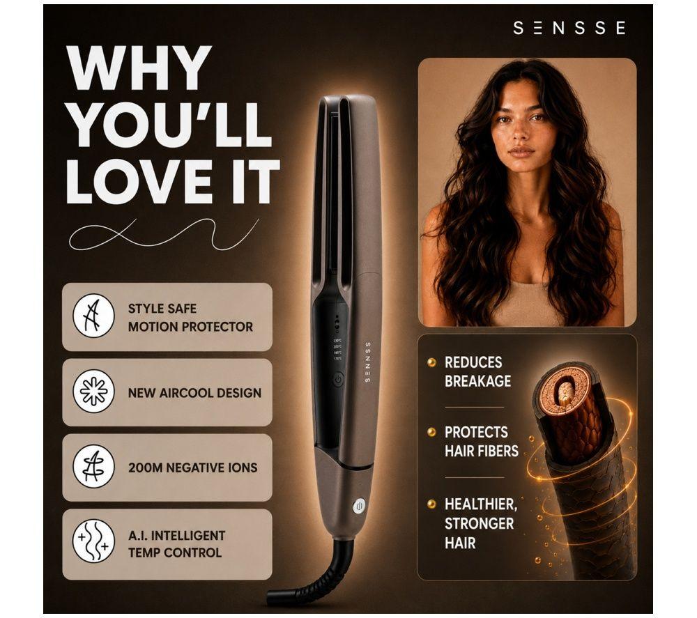 SENSSE SNSEAIS01 A.I Hair Straightener - Chocolate Brown image number 3 of 8