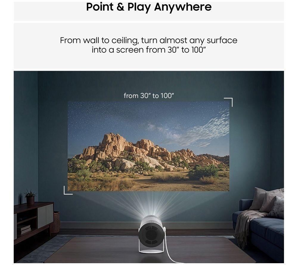 SAMSUNG The Freestyle+ SP-LFF3HLAXXXU Smart Full HD Portable Projector - White image number 7 of 11