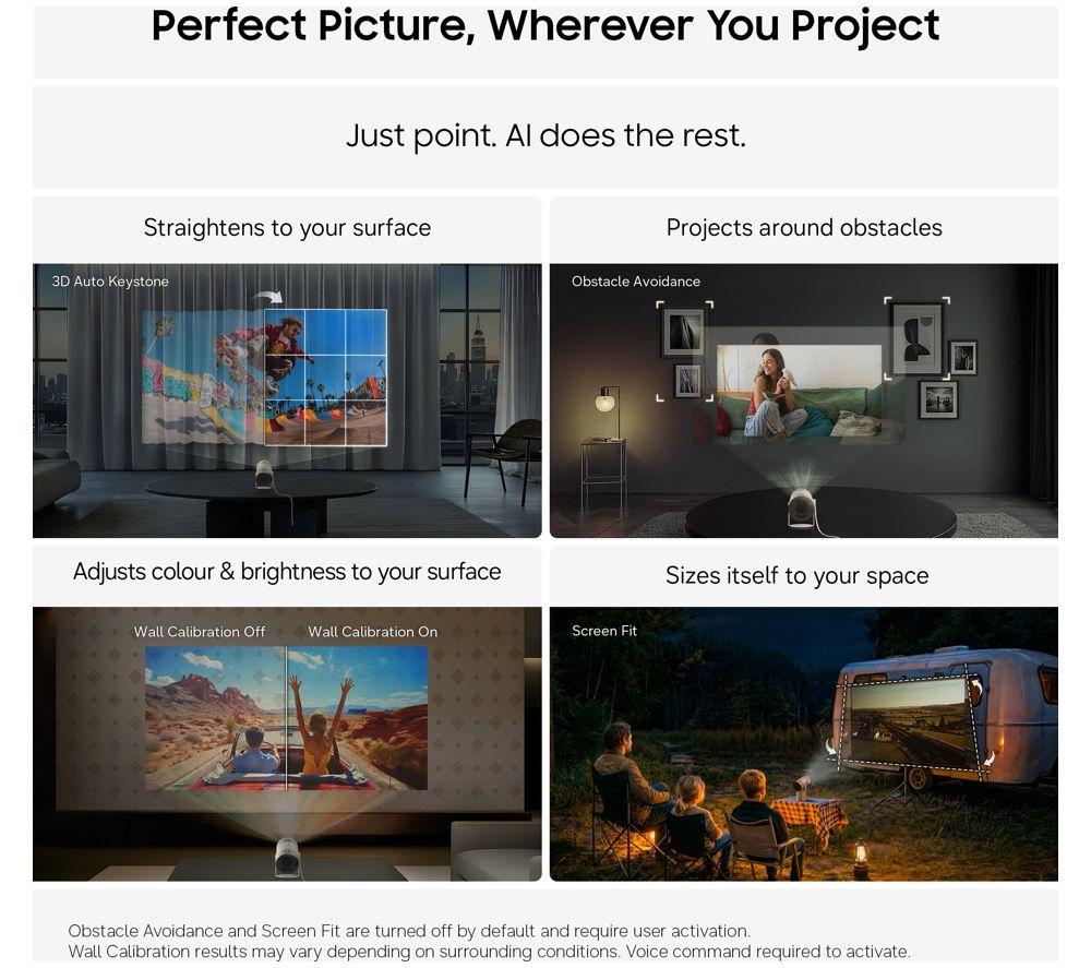 SAMSUNG The Freestyle+ SP-LFF3HLAXXXU Smart Full HD Portable Projector - White image number 8 of 11