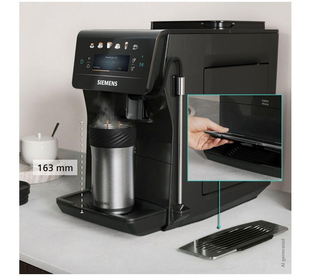 SIEMENS (SIE) TP601G09 EQ600 iAroma Smart Bean to Cup Coffee Machine - Piano Black image number 2 of 6