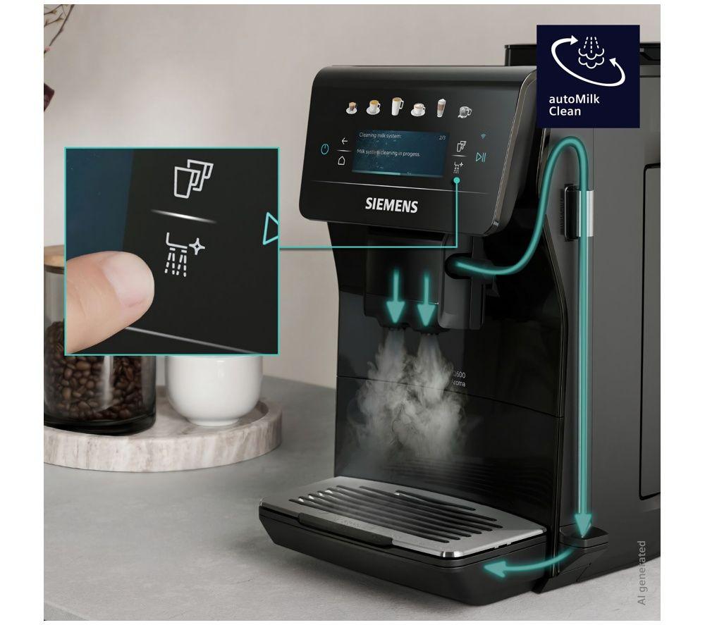 SIEMENS (SIE) TP601G09 EQ600 iAroma Smart Bean to Cup Coffee Machine - Piano Black image number 3 of 6