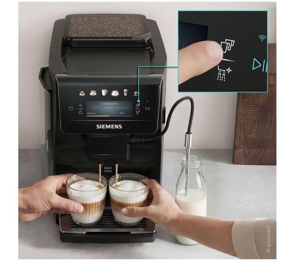 SIEMENS (SIE) TP601G09 EQ600 iAroma Smart Bean to Cup Coffee Machine - Piano Black image number 4 of 6