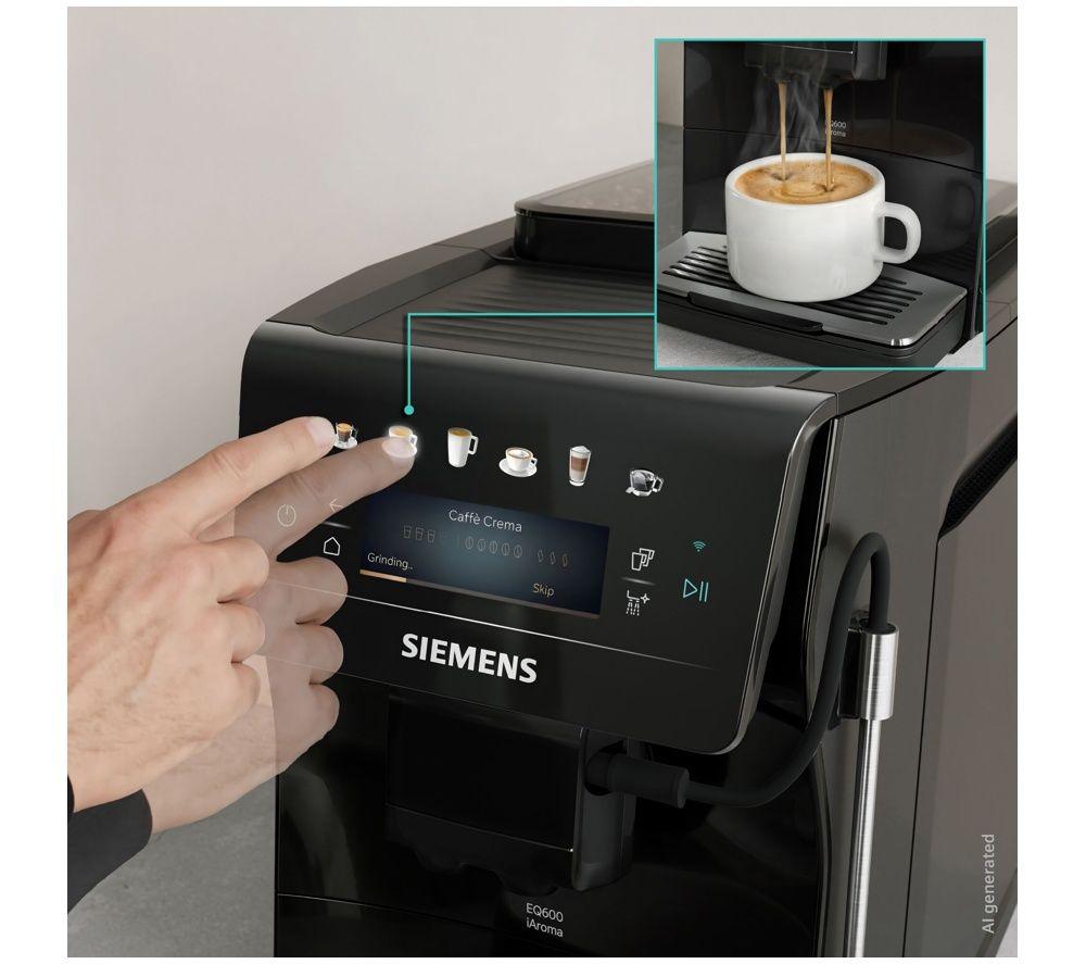 SIEMENS (SIE) TP601G09 EQ600 iAroma Smart Bean to Cup Coffee Machine - Piano Black image number 5 of 6