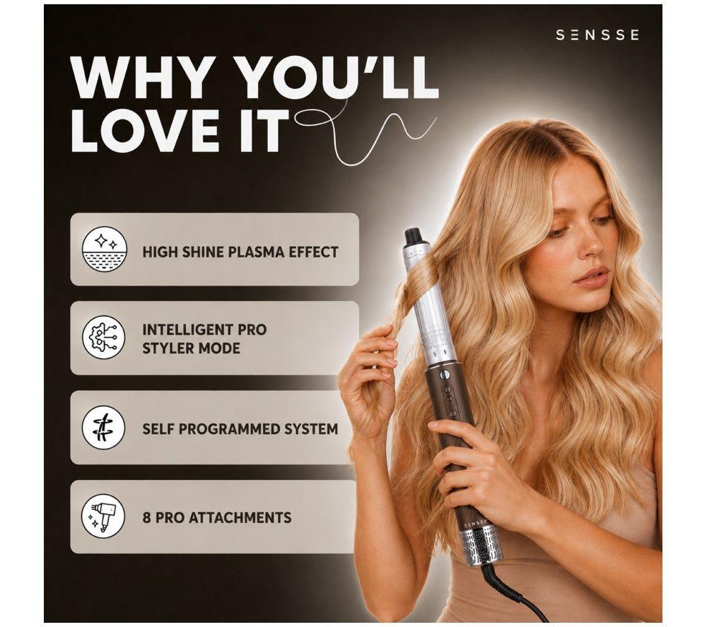 SENSSE SNSEPMS01 Plasma 8-in-1 Hair Styler - Chocolate Brown image number 3 of 6