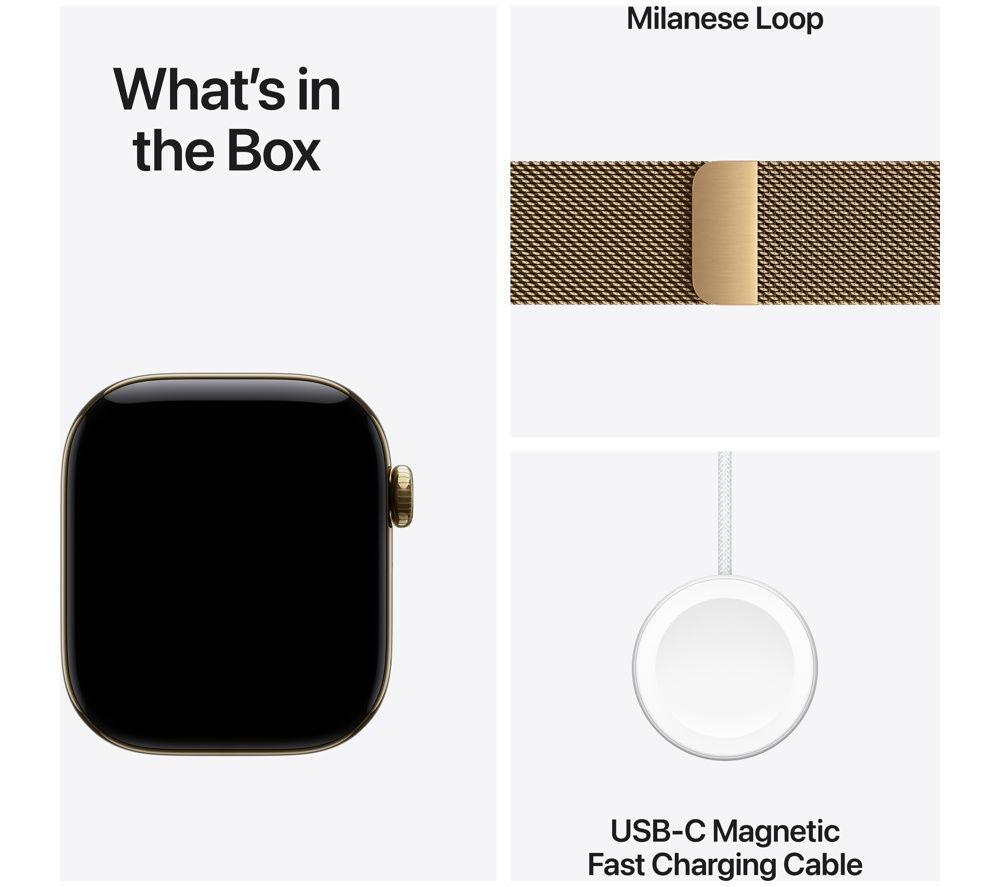 APPLE Watch Series 12 Cellular - 42 mm Radiant Gold Titanium Case with Radiant Gold Milanese Band image number 8 of 10