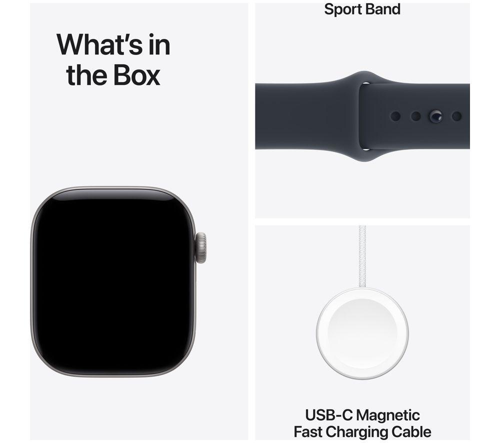 APPLE Watch Series 12 Cellular - 42 mm Space Gray Aluminium Case with Navy Blue Sport Band, S/M image number 8 of 10