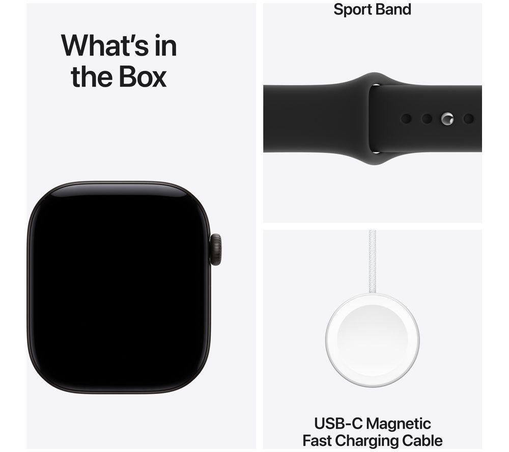 APPLE Watch Series 12 Cellular - 46 mm&nbsp;Black Aluminium Case with Black Sport Band, S/M image number 8 of 10