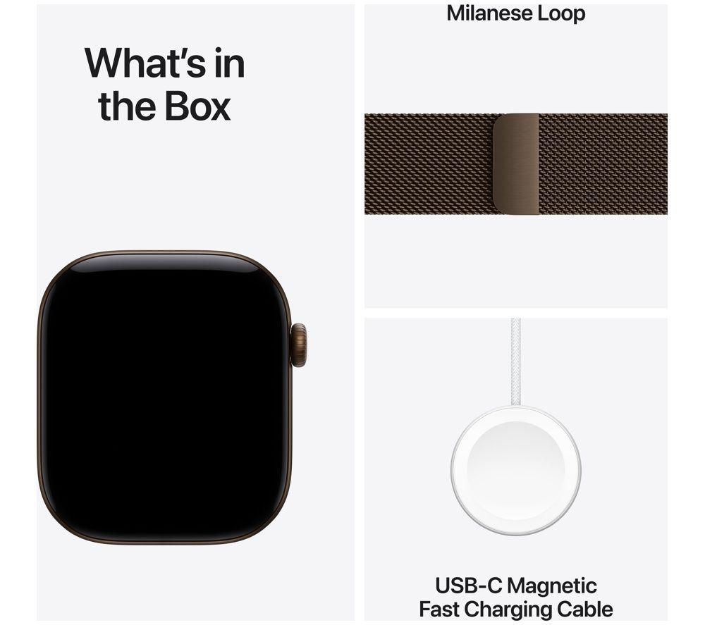 APPLE Watch Series 12 - 46 mm Dark Bronze Aluminum Case with Dark Bronze Milanese Loop, M/L image number 8 of 10