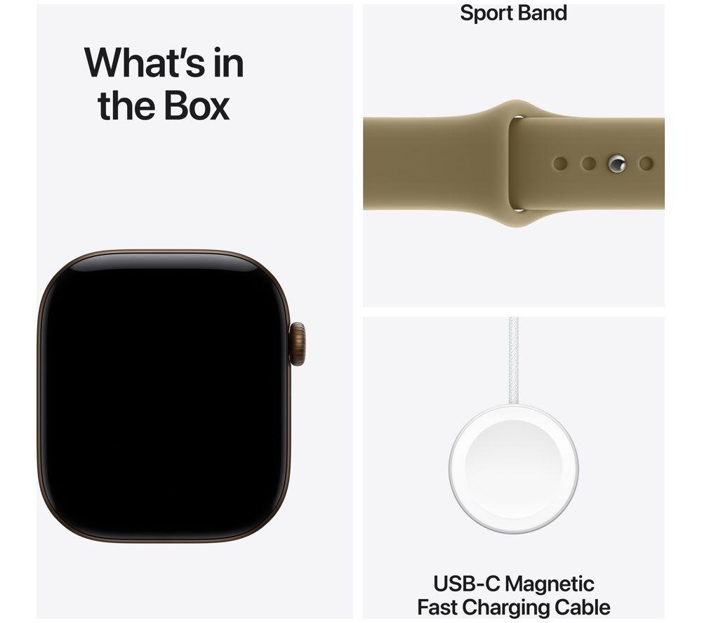 APPLE Watch Series 12 - 46 mm&nbsp;Dark Bronze Aluminium Case with Olive Sport Band, S/M image number 8 of 10