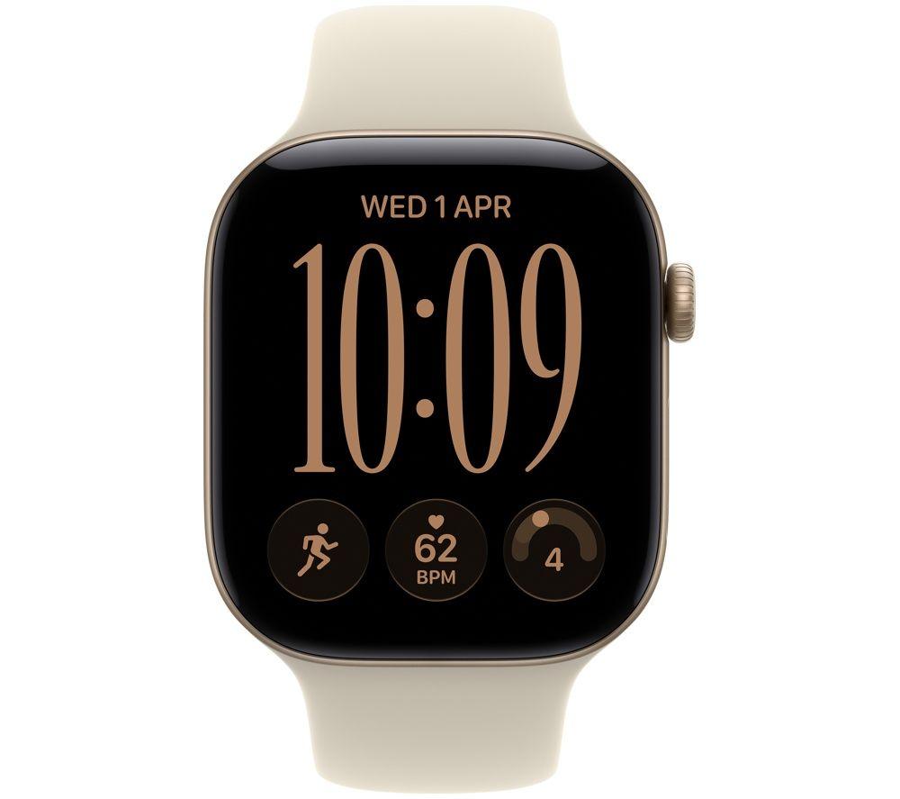APPLE Watch Series 12 - 46 mm&nbsp;Light Gold Aluminum Case with Sand Sport Band, M/L image number 2 of 10