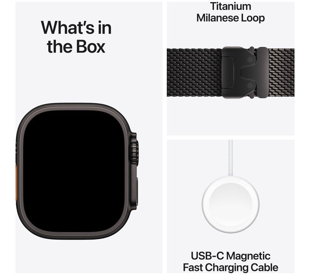 APPLE Watch Ultra 4 Cellular - 49 mm Black Titanium Case with Black Titanium Milanese Loop, Large image number 8 of 10