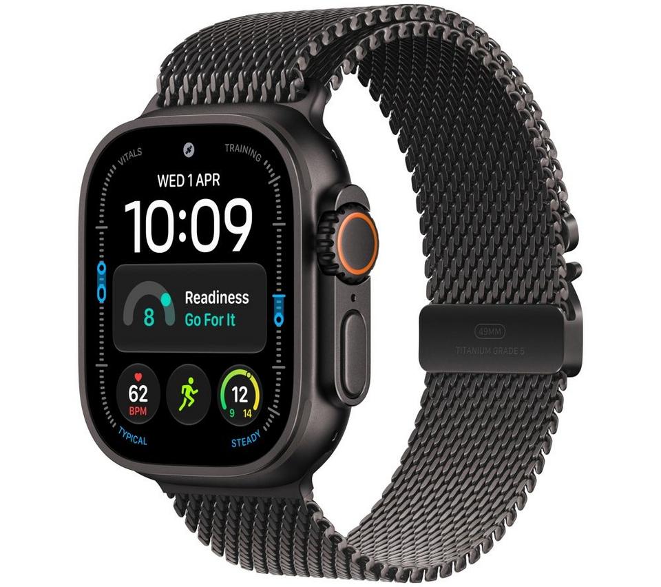 APPLE Watch Ultra 4 Cellular - 49 mm Black Titanium Case with Black Titanium Milanese Loop, Medium