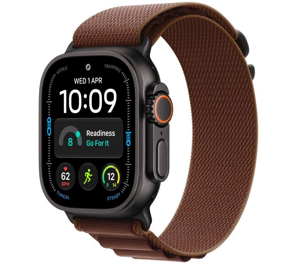 APPLE Watch Ultra 4 Cellular - 49 mm Black Titanium Case with Burgundy Alpine Loop, Large