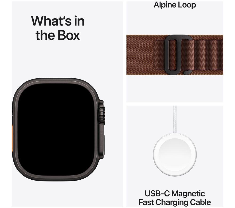APPLE Watch Ultra 4 Cellular - 49 mm Black Titanium Case with Burgundy Alpine Loop, Large image number 8 of 10