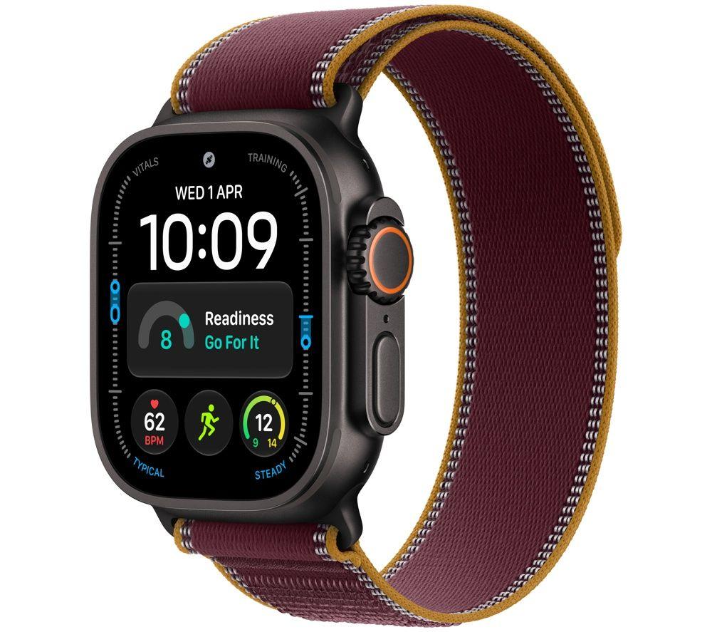 APPLE Watch Ultra 4 GPS  Cellular 49mm Black Titanium Case with Burgundy Trail Loop - M/L