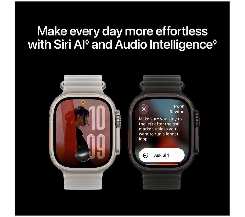 APPLE Watch Ultra 4 Cellular - 49 mm Black Titanium Case with Burgundy Trail Loop, S/M image number 6 of 10