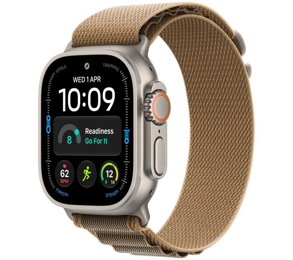 APPLE Watch Ultra 4 Cellular - 49 mm Natural Titanium Case with Desert Alpine Loop, Medium