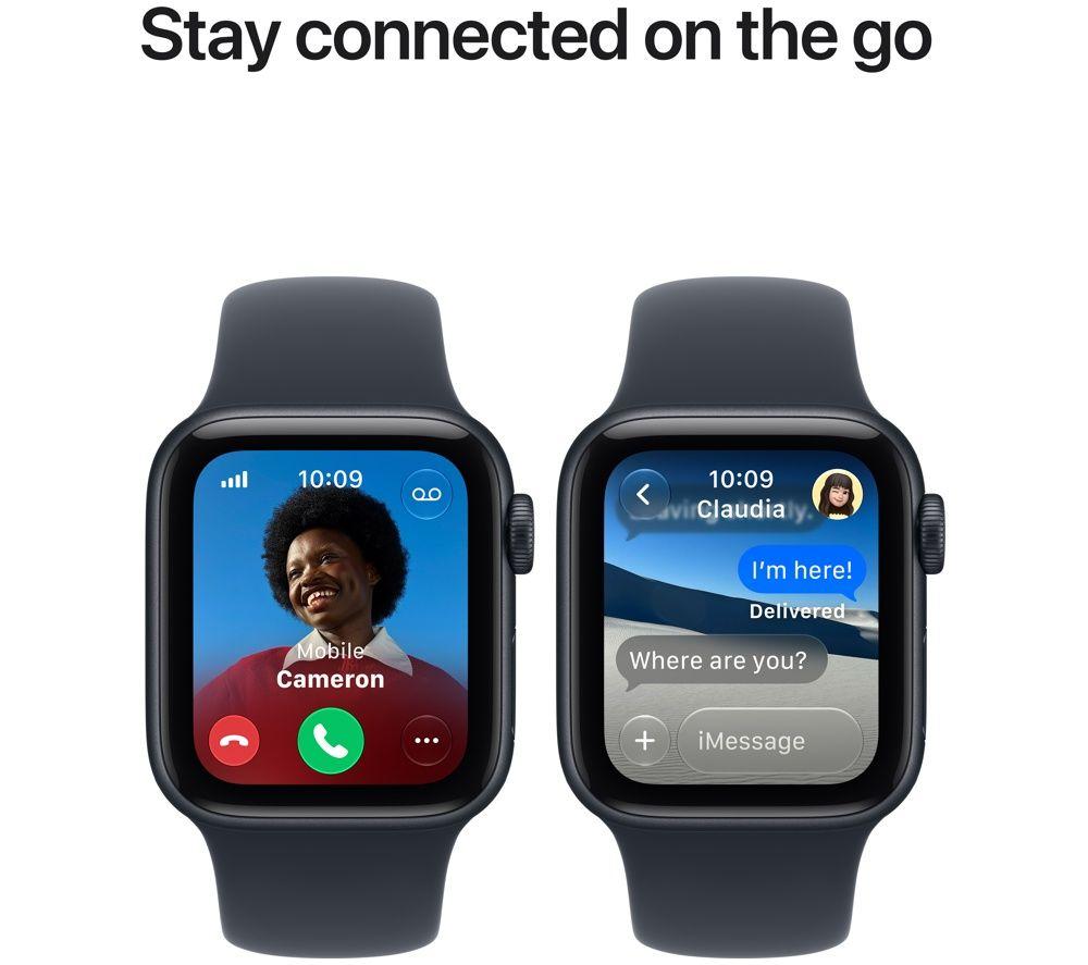 APPLE Watch SE 3 Cellular - 40 mm Midnight Aluminium Case with Navy Blue Sport Band, M/L image number 6 of 10