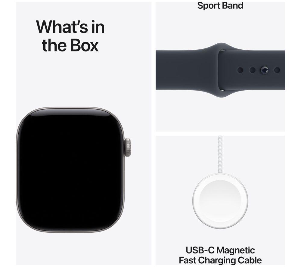 APPLE Watch Series 12 - 46 mm&nbsp;Space Grey Aluminium Case with Navy Blue Sport Band, S/M image number 8 of 10
