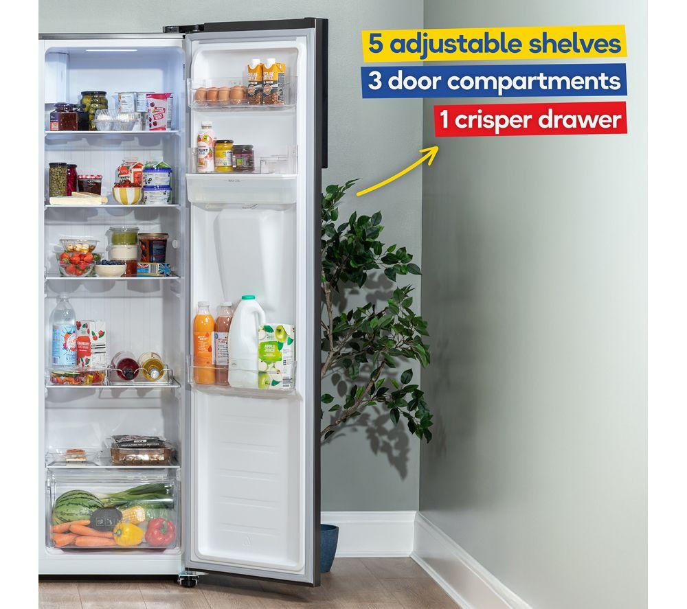 RUSSELL HOBBS RH90AFF201DI-WD American Style Fridge Freezer - Black Steel image number 4 of 10