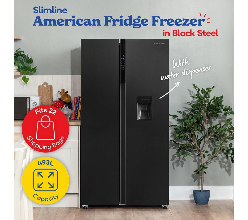 RUSSELL HOBBS RH90AFF201DI-WD American Style Fridge Freezer - Black Steel image number 5 of 10
