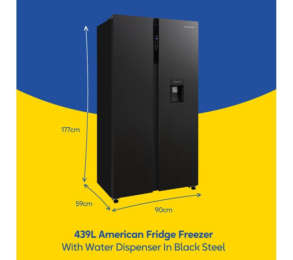 RUSSELL HOBBS RH90AFF201DI-WD American Style Fridge Freezer - Black Steel image number 8 of 10