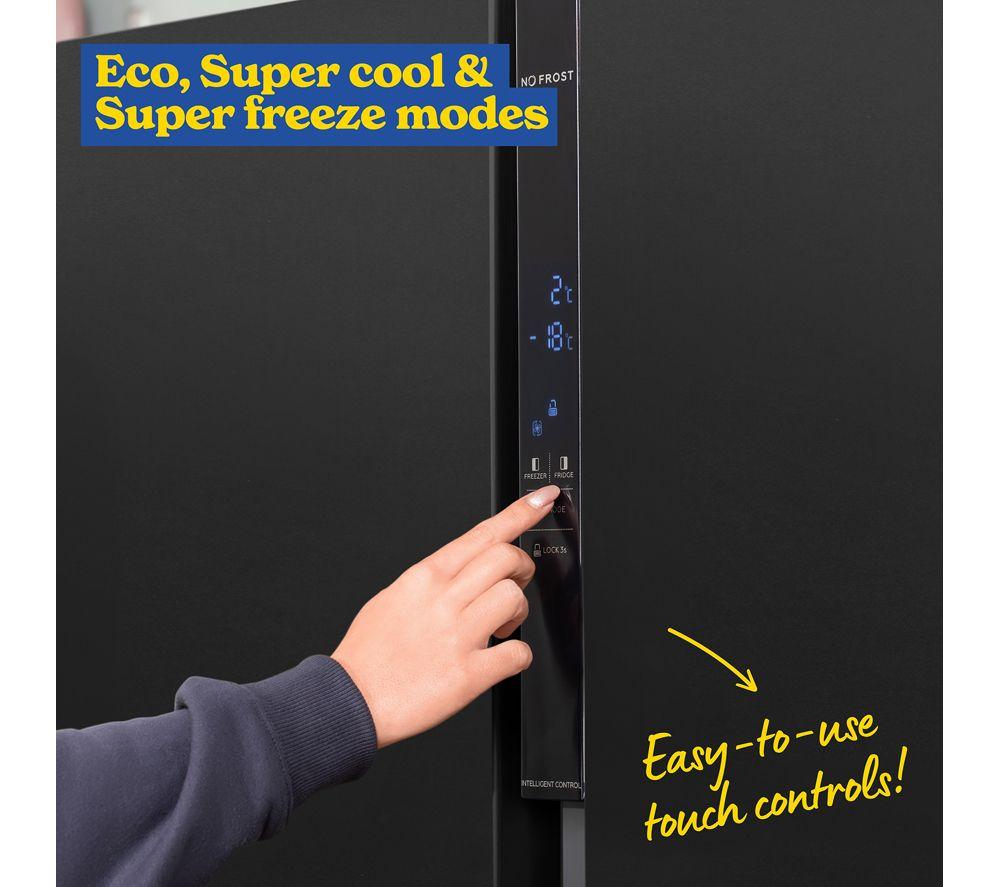 RUSSELL HOBBS RH90AFF201DI-WD American Style Fridge Freezer - Black Steel image number 9 of 10