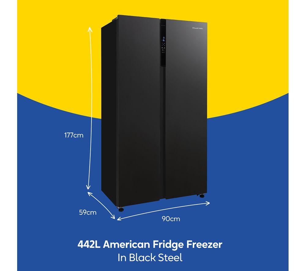 RUSSELL HOBBS RH90AFF201DI American Style Fridge Freezer - Black Steel image number 7 of 9
