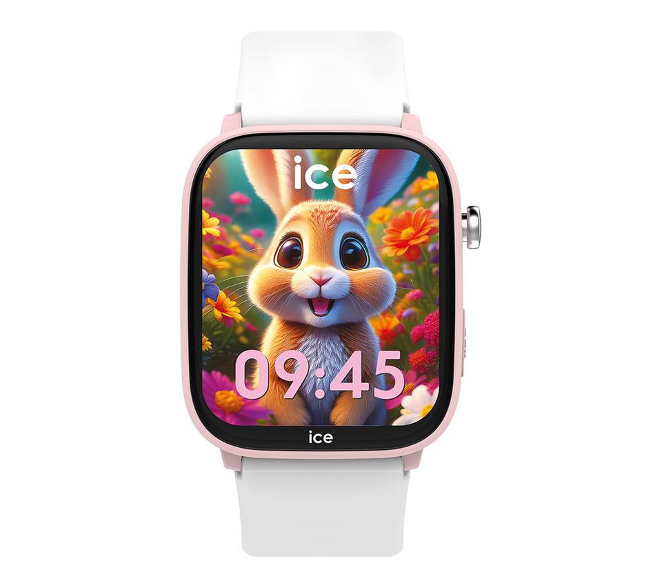 ICE WATCH Junior Find Hub Smart Watch – Pink & White, Silicone Strap, 36mm