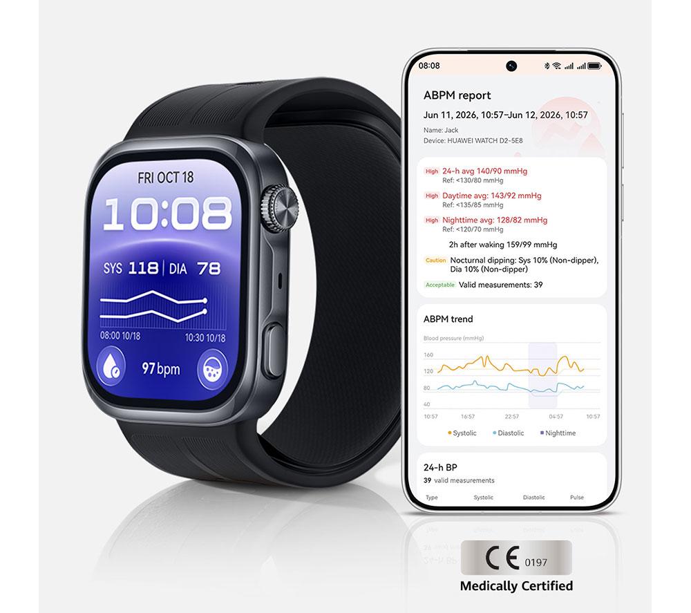 HUAWEI Watch D3 - Black with Black Fluoroelastomer Strap image number 2 of 12