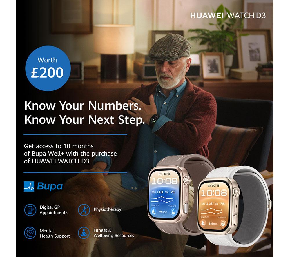HUAWEI Watch D3 - Black with Black Fluoroelastomer Strap image number 10 of 12