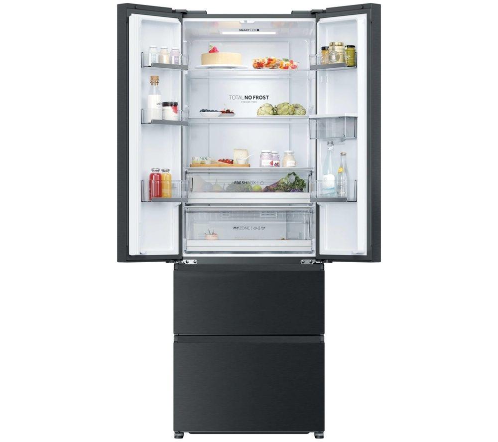 HAIER HFR3720DWMB Slim American-Style Fridge Freezer - Slate Black image number 2 of 7
