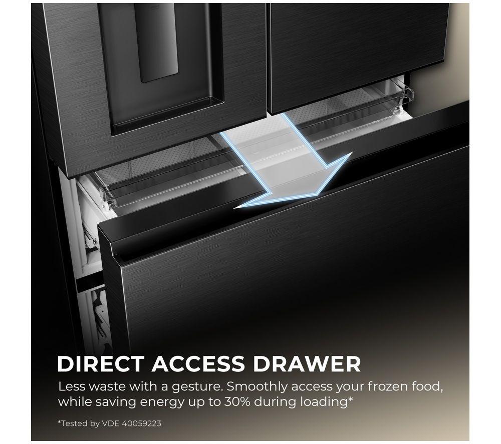 HAIER HFR3720DWMB Slim American-Style Fridge Freezer - Slate Black image number 4 of 7