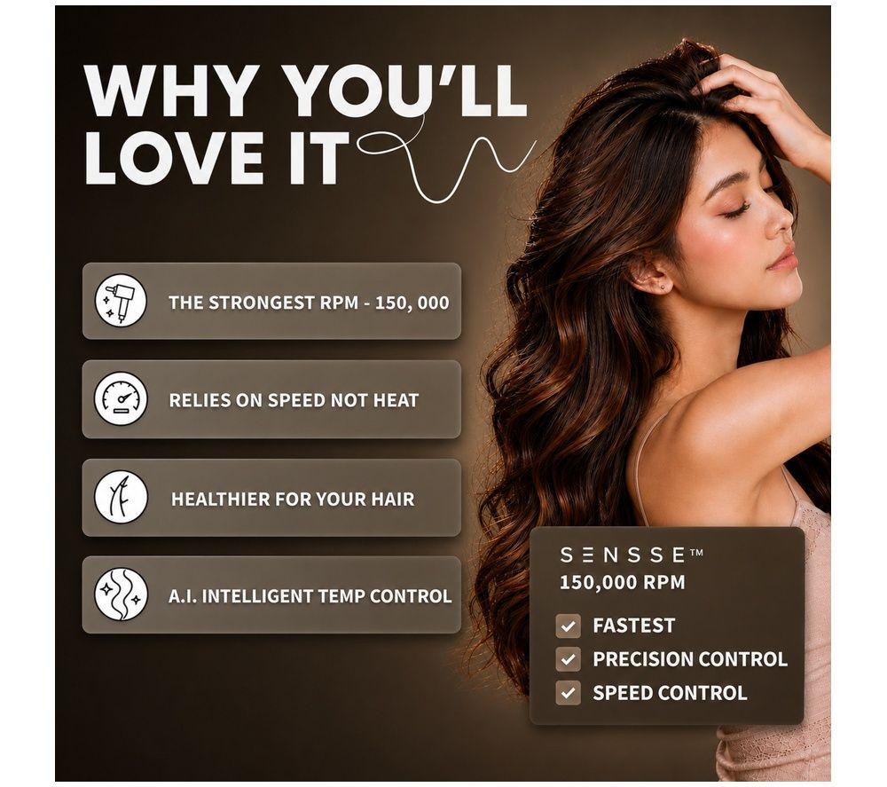 SENSSE SNSEAFD01 Airfast Hairdryer - Chocolate Brown image number 4 of 8