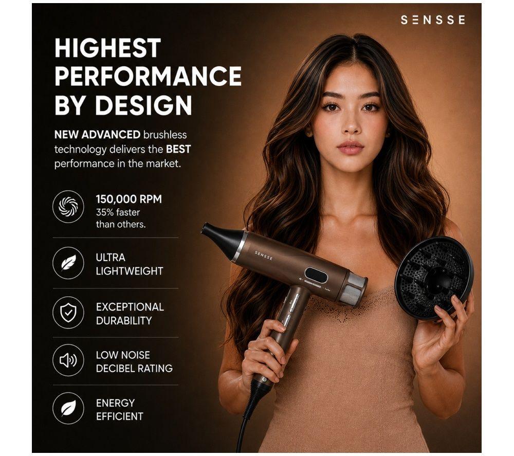 SENSSE SNSEAFD01 Airfast Hairdryer - Chocolate Brown image number 8 of 8