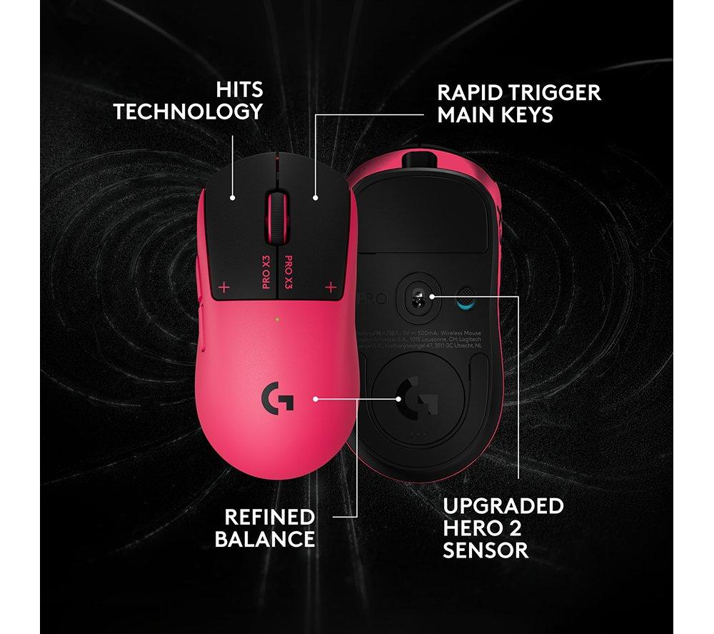 LOGITECH G Pro X3 Superstrike Wireless Optical Gaming Mouse - Pink Eclipse image number 2 of 11