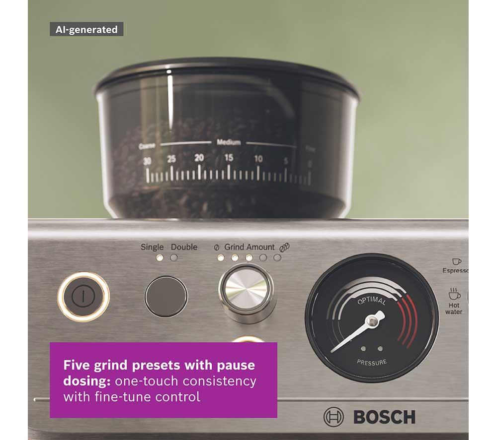 BOSCH Series 4 HomeCaf&eacute; PFG401C3 Semi-Automatic Bean to Cup Coffee Machine - Stainless Steel image number 7 of 15