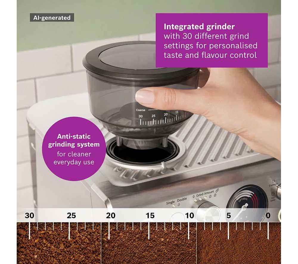 BOSCH Series 4 HomeCaf&eacute; PFG401C3 Semi-Automatic Bean to Cup Coffee Machine - Stainless Steel image number 12 of 15