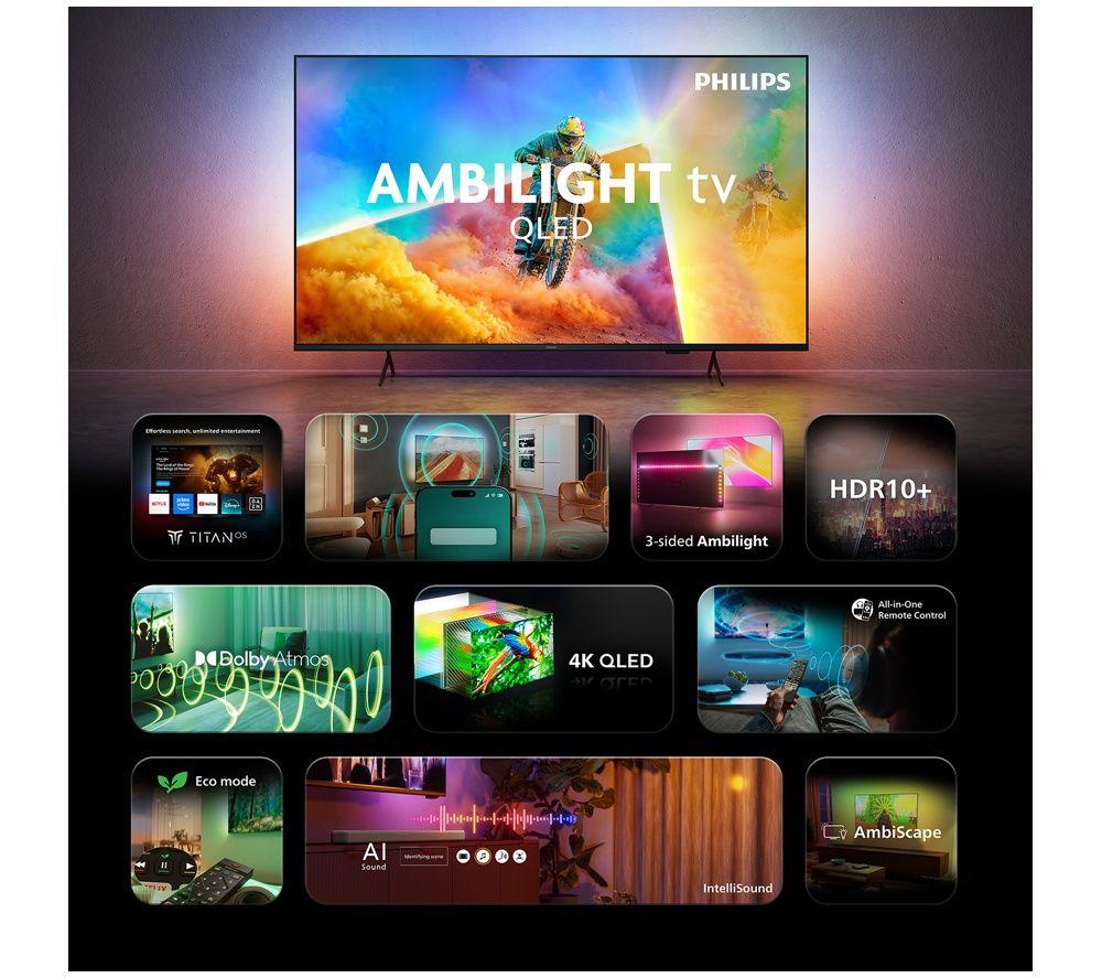 PHILIPS Ambilight PQS8501 55" QLED 4K HDR Smart TV (2026) with Freely - 55PQS8501/05 image number 3 of 14