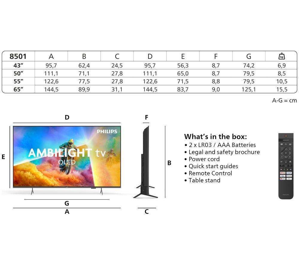 PHILIPS Ambilight PQS8501 55" QLED 4K HDR Smart TV (2026) with Freely - 55PQS8501/05 image number 13 of 14