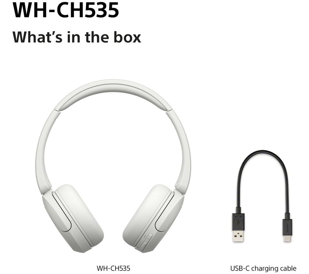 SONY WH-CH535 Wireless Bluetooth Headphones - White image number 8 of 13